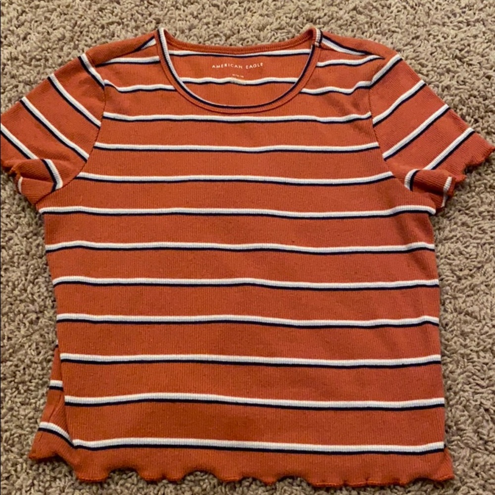 American Eagle Outfitters Orange Striped Shirt